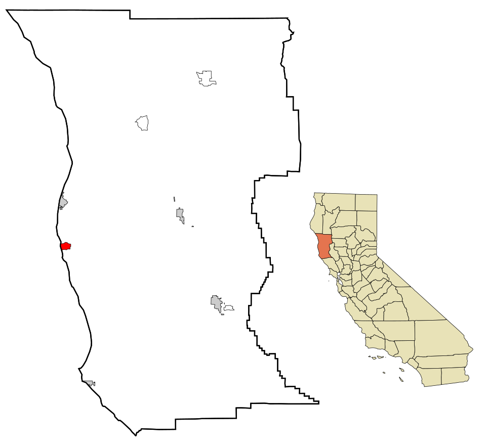 Locator map of Mendocino