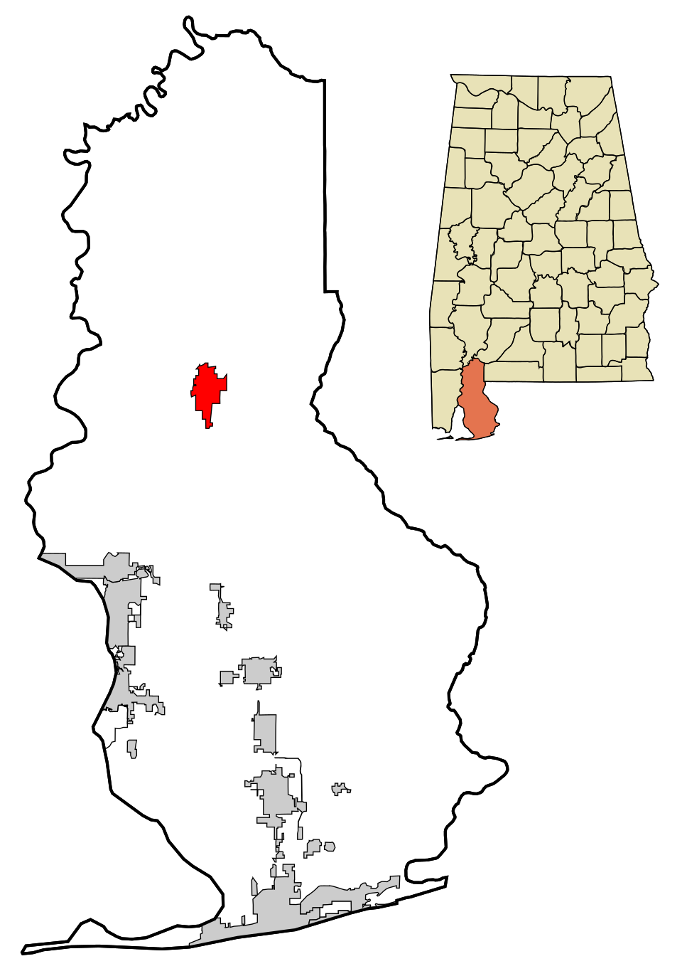 Locator map of Bay Minette