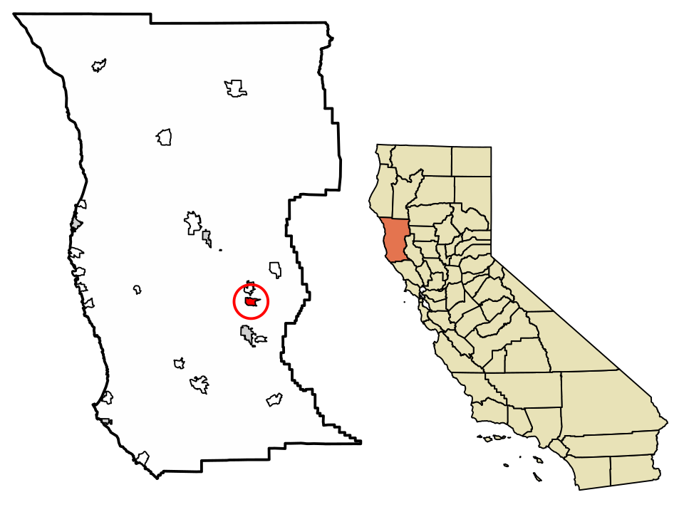 Locator map of Calpella