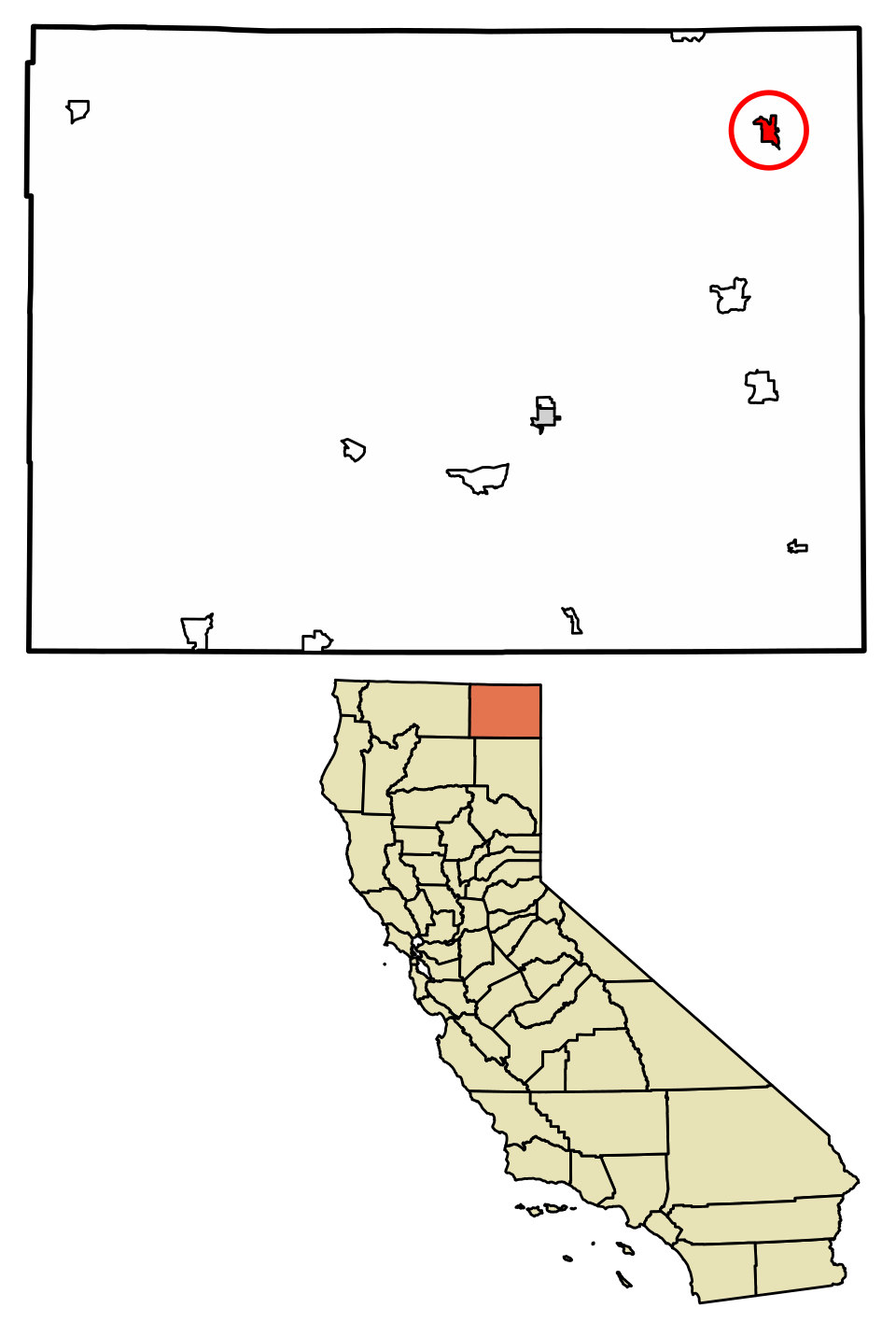 Locator map of Fort Bidwell