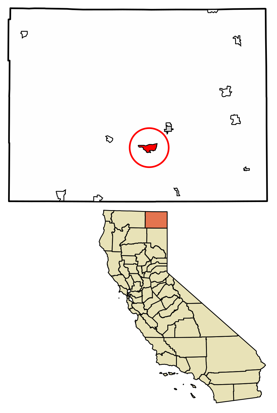 Locator map of California Pines