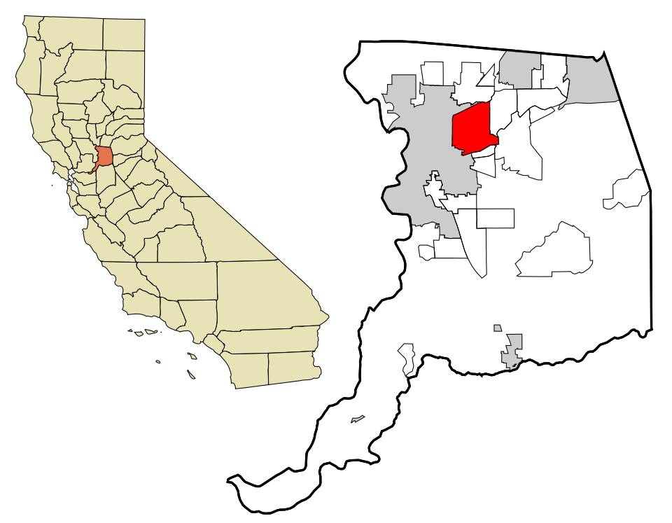 Locator map of Arden-Arcade