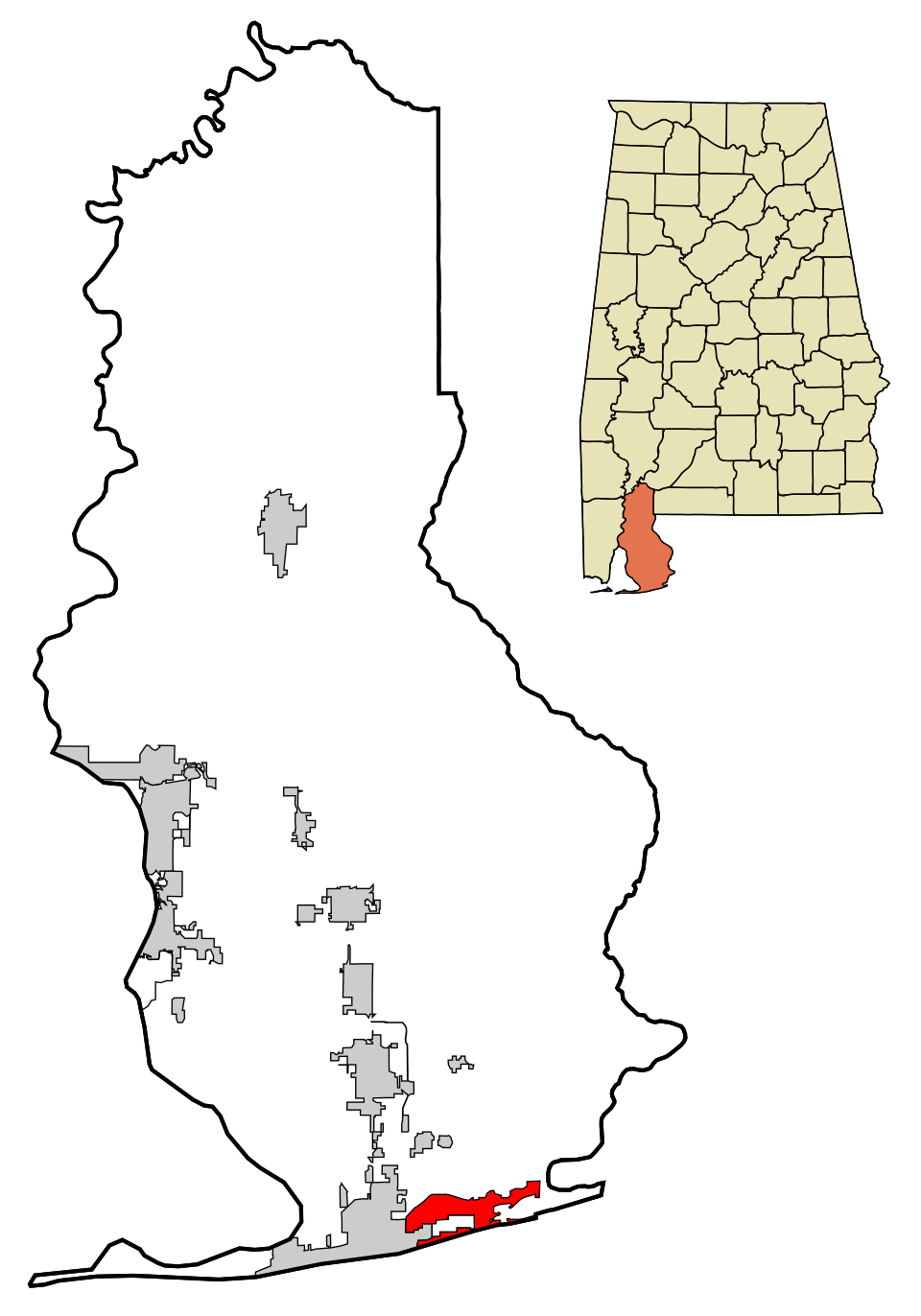 Locator map of Orange Beach