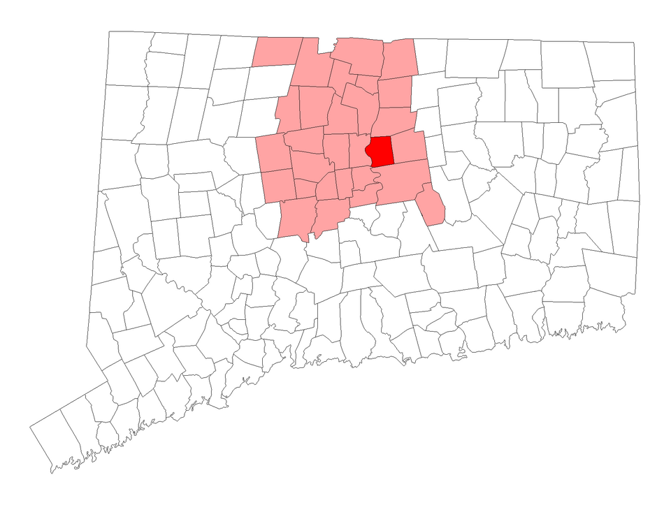 Locator map of East Hartford