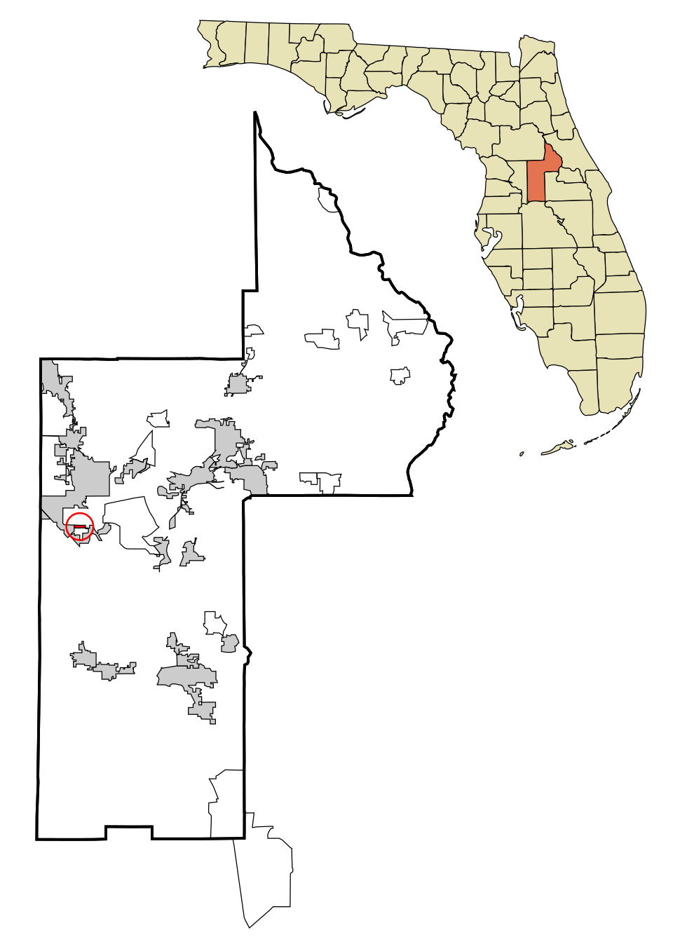 Locator map of Okahumpka