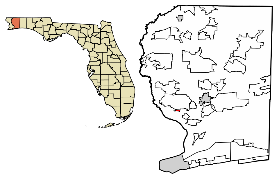 Locator map of Floridatown