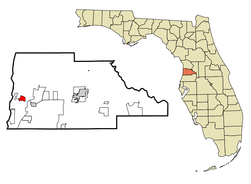Locator map of Weeki Wachee Gardens