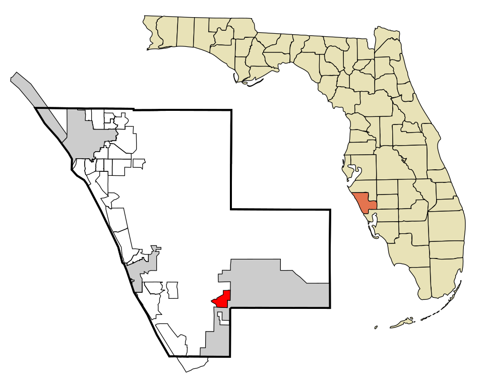 Locator map of Warm Mineral Springs