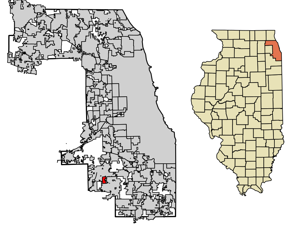 Locator map of Orland Hills