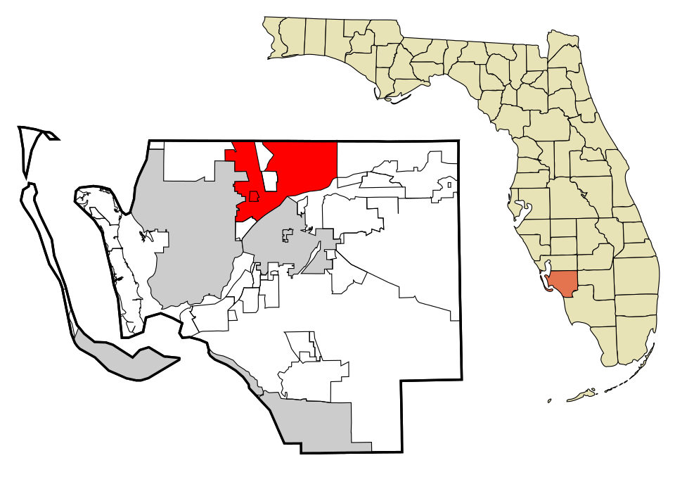 Locator map of North Fort Myers