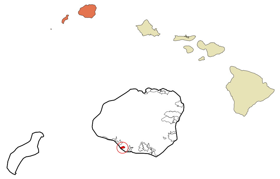 Locator map of Kaumakani