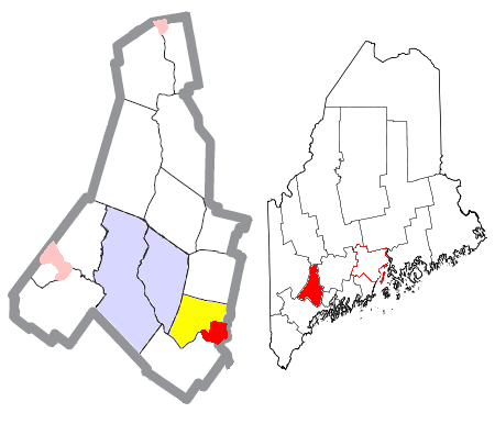 Locator map of Lisbon Falls