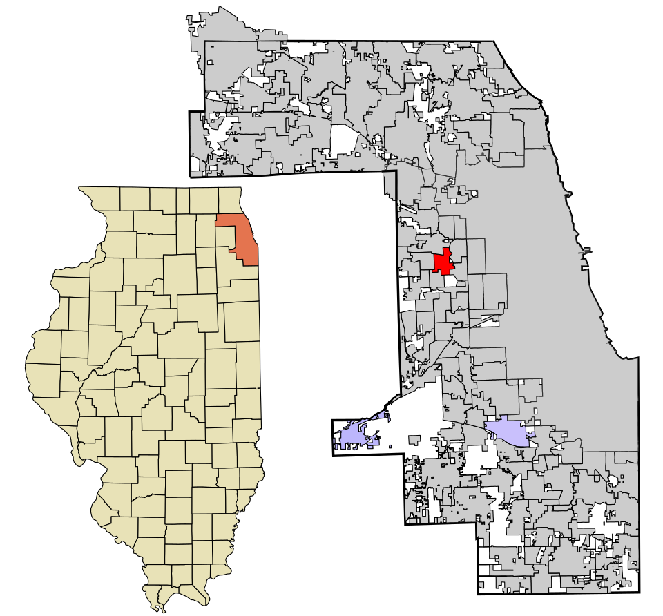 Locator map of Maywood