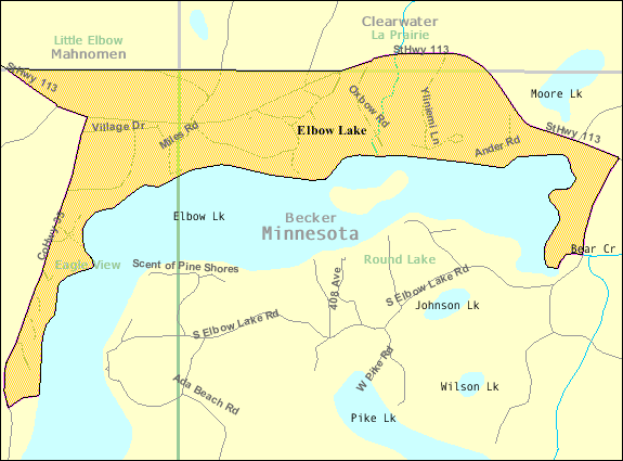 Locator map of Elbow Lake