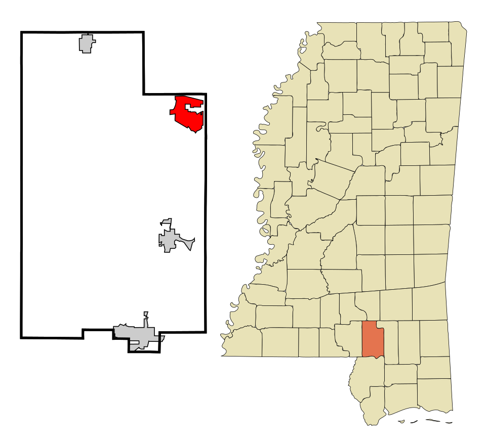 Locator map of West Hattiesburg