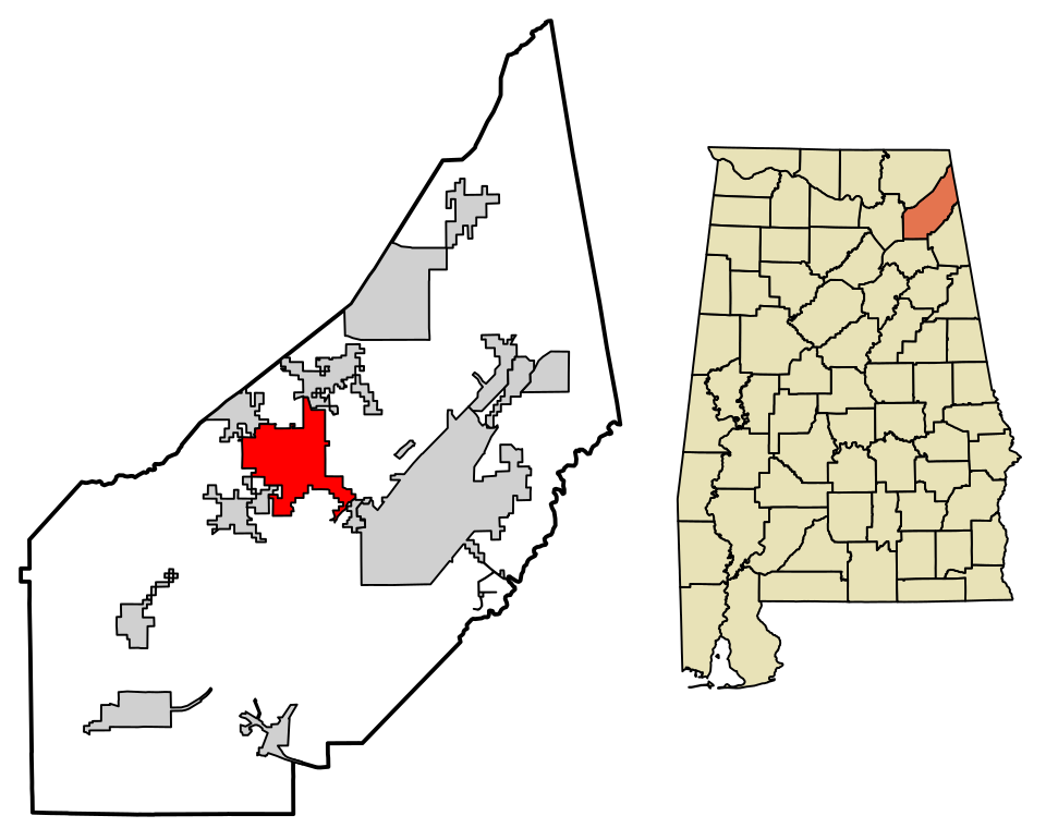 Locator map of Rainsville