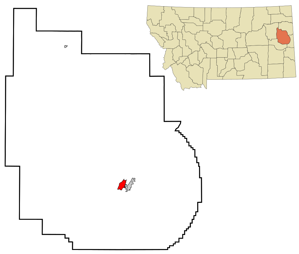 Locator map of West Glendive