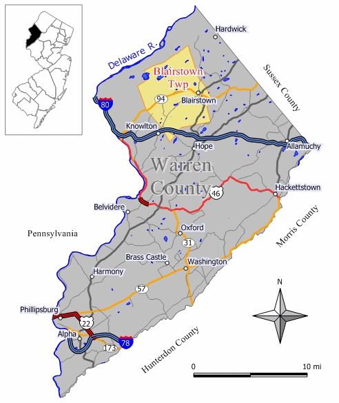 Locator map of Blairstown