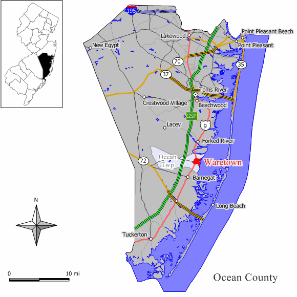 Locator map of Waretown