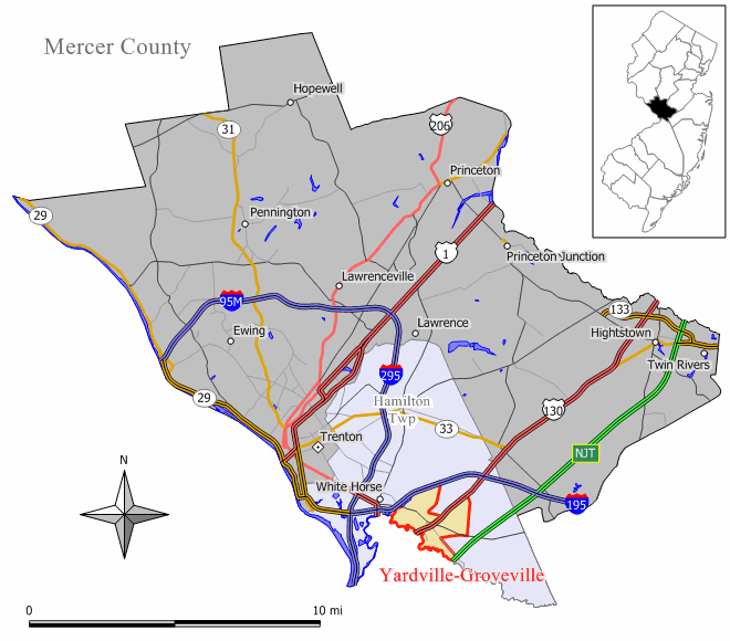 Locator map of Yardville