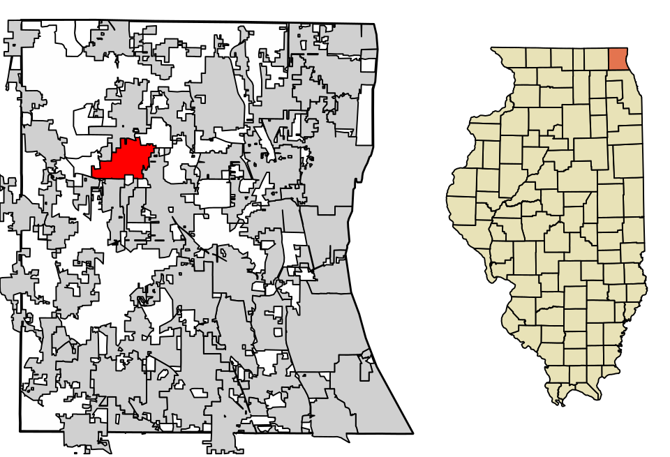 Locator map of Round Lake Beach