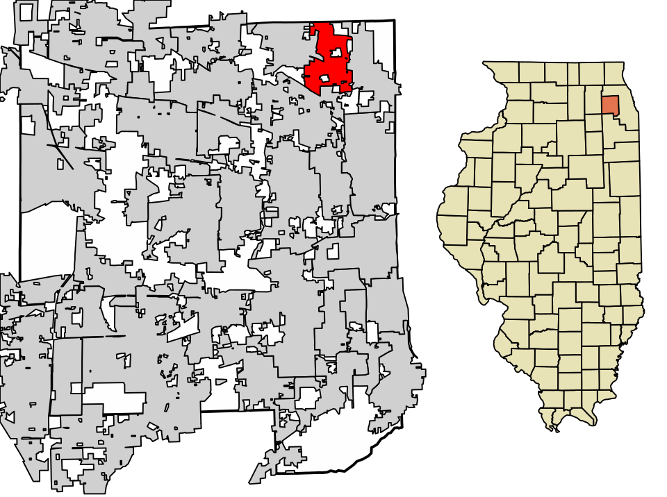 Locator map of Wood Dale