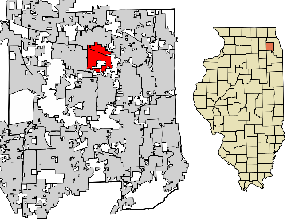 Locator map of Glendale Heights
