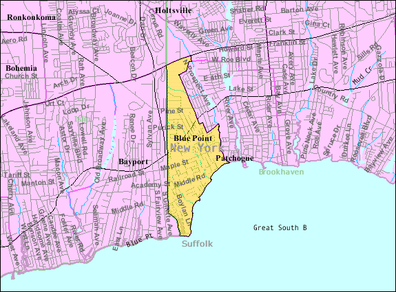 Locator map of Blue Point