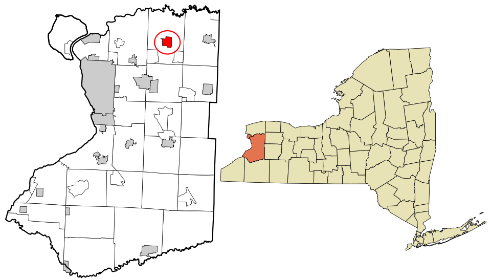 Locator map of Clarence Center