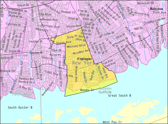 Locator map of Copiague