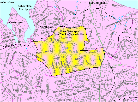 Locator map of East Northport