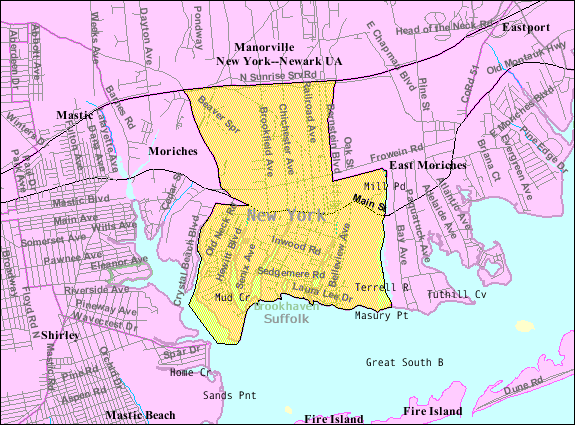 Locator map of Center Moriches