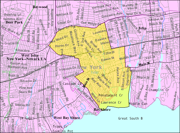 Locator map of Bay Shore