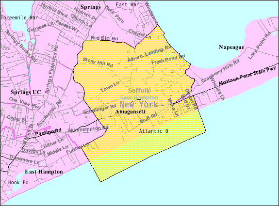 Locator map of Amagansett