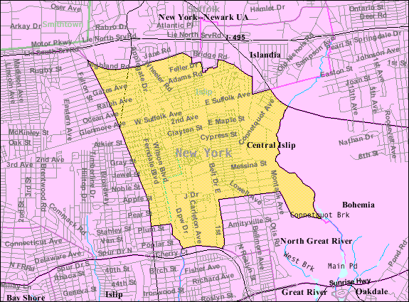 Locator map of Central Islip