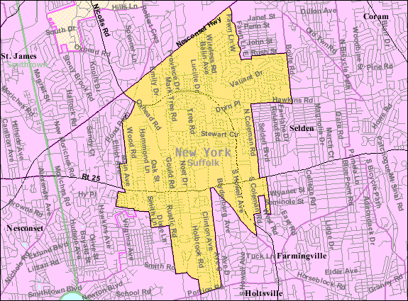 Locator map of Centereach
