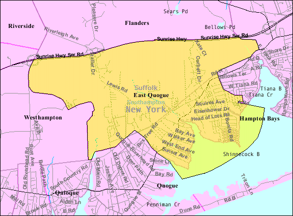 Locator map of East Quogue