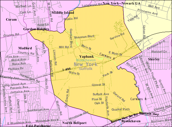 Locator map of Yaphank