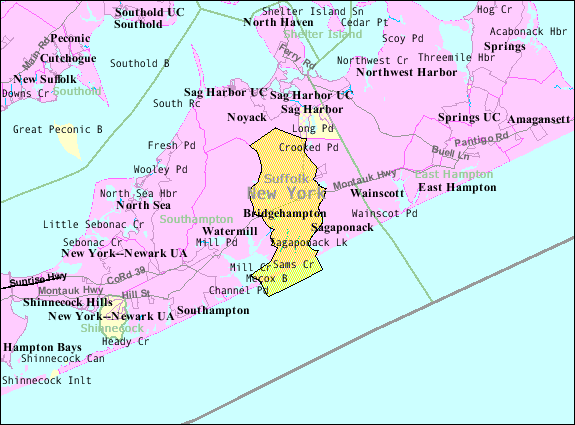 Locator map of Bridgehampton