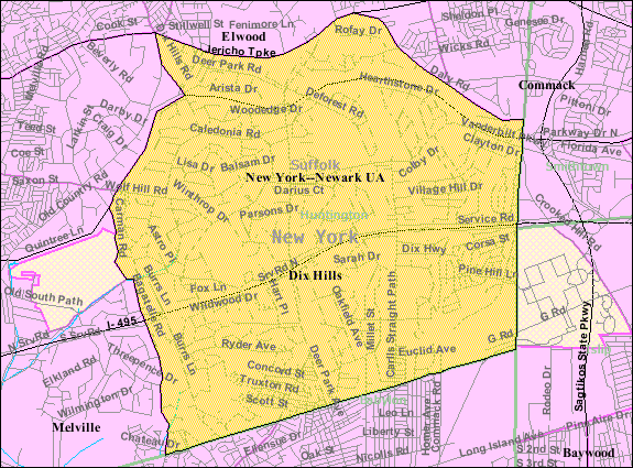 Locator map of Dix Hills