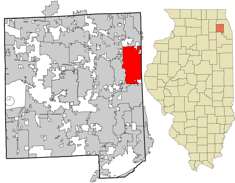 Locator map of Elmhurst