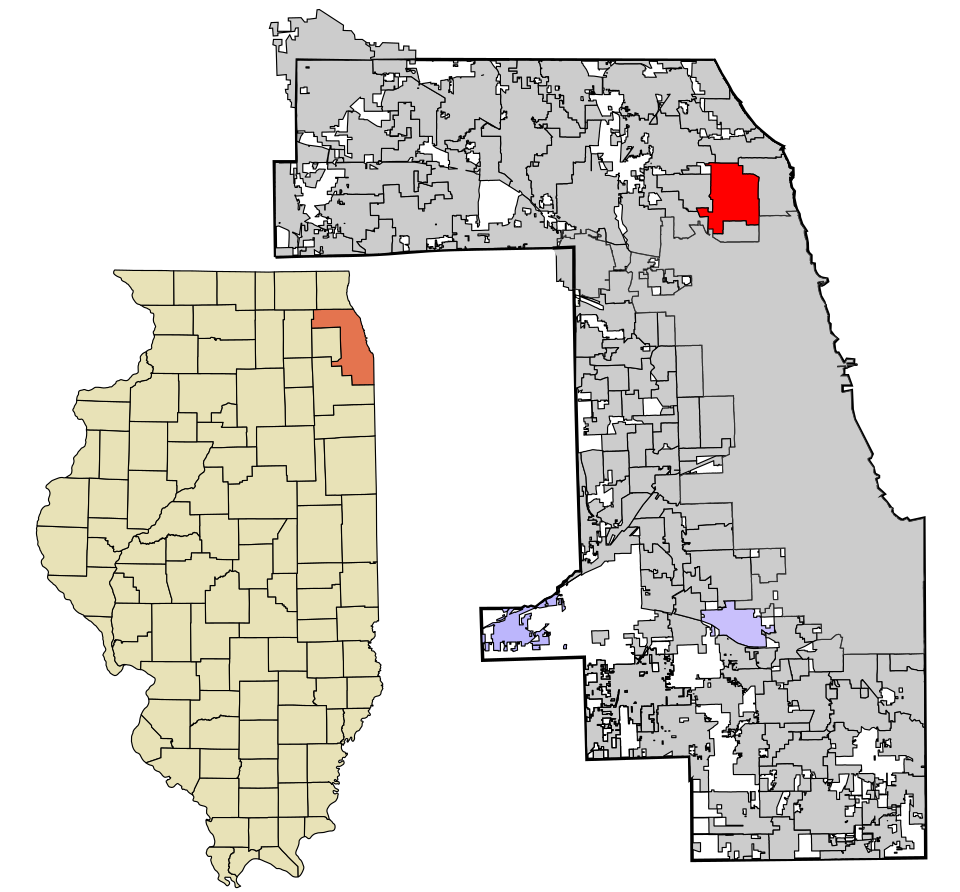 Locator map of Skokie