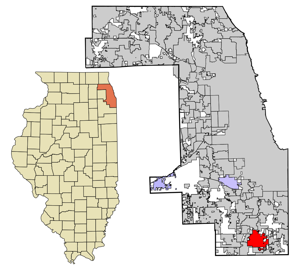 Locator map of Chicago Heights