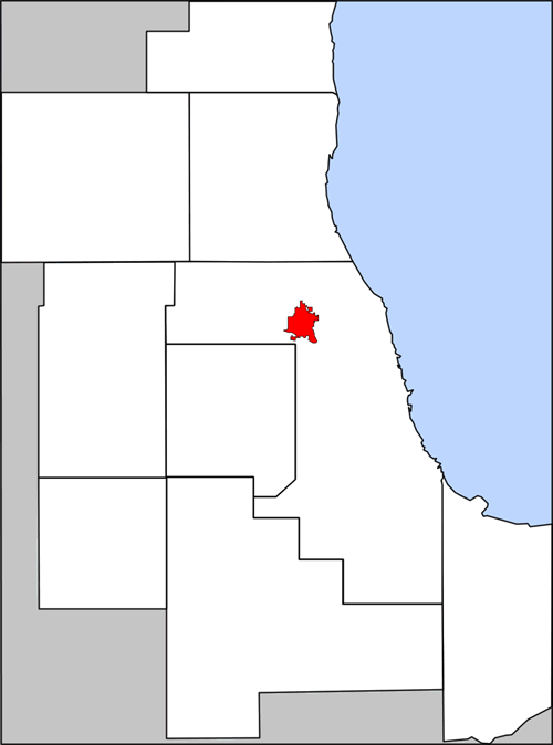 Locator map of Des Plaines