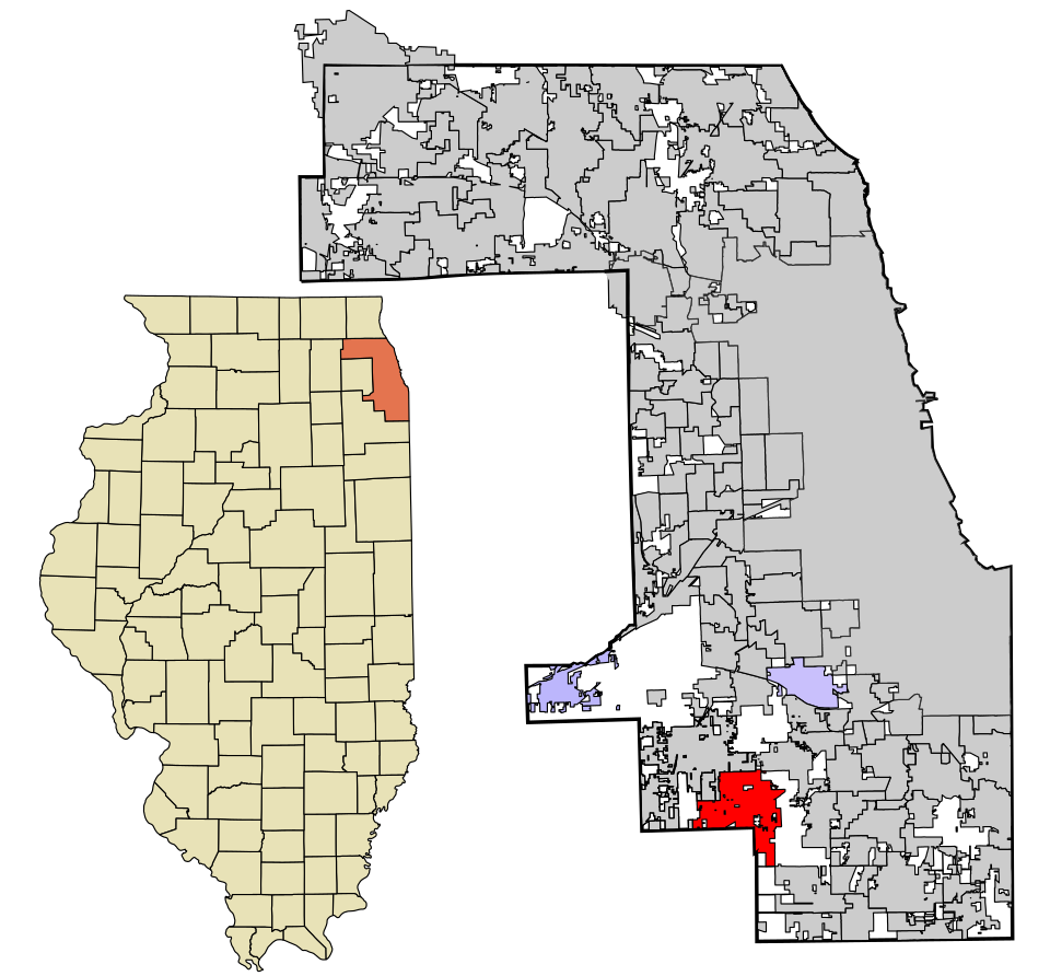 Locator map of Tinley Park