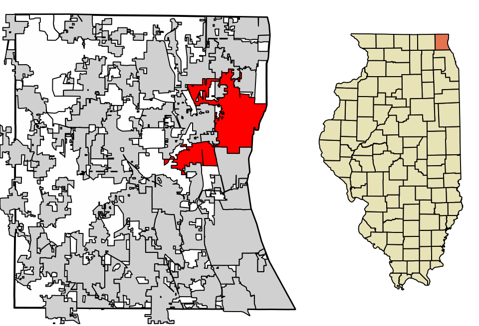 Locator map of Waukegan