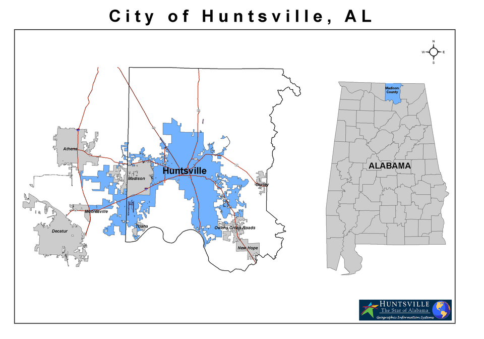 Locator map of Huntsville