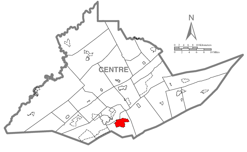 Locator map of Boalsburg