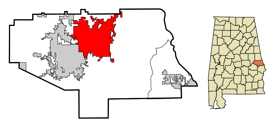 Locator map of Opelika