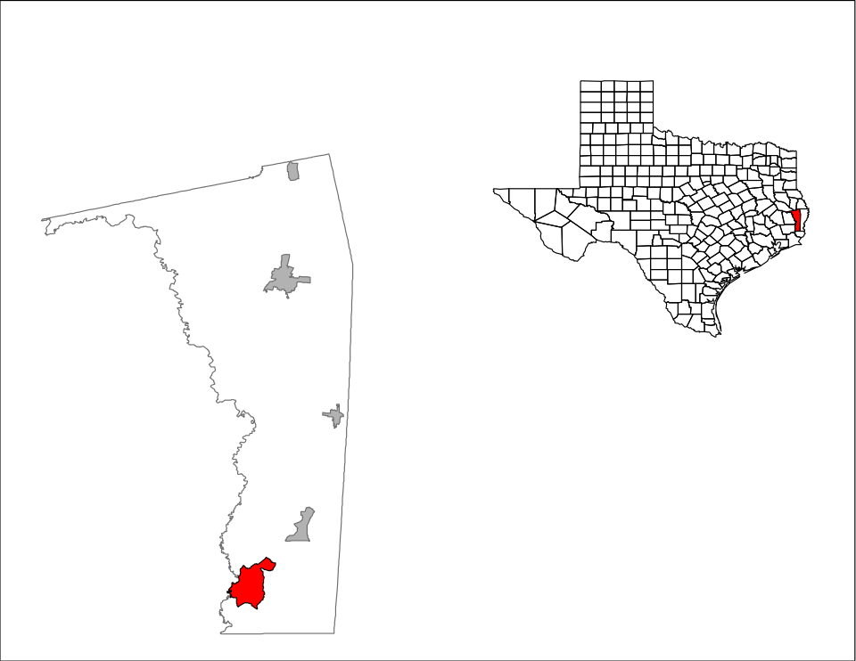 Locator map of Evadale